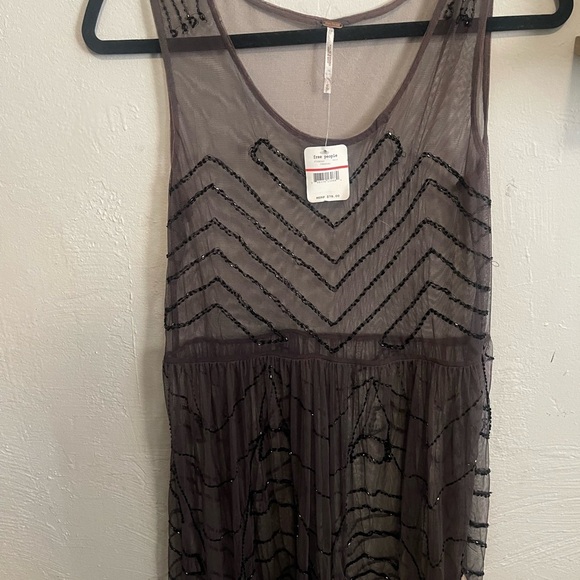 Free People Black A-line Mini Dress Scoop Neck - Picture 4 of 8